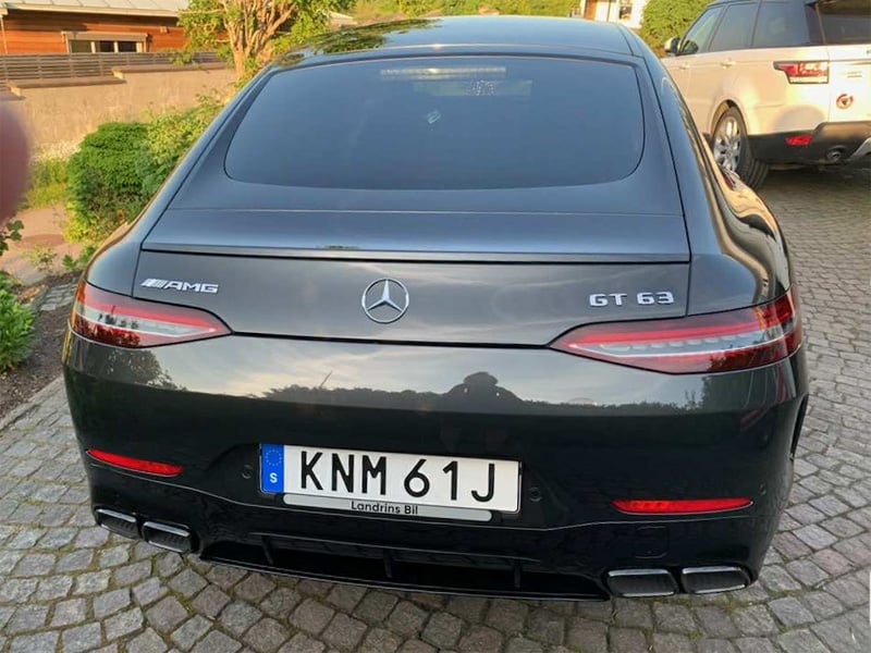 Mörkgrå Mercedes-Benz AMG GT 63 4-dörrars Coupé 4MATIC+ stulen i Onsala söder om Kungsbacka